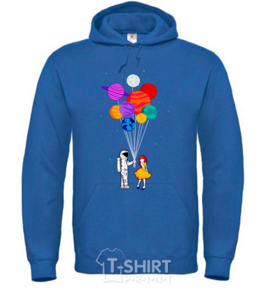 Men`s hoodie Astronaut with balloons royal фото