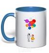 Mug with a colored handle Astronaut with balloons royal-blue фото