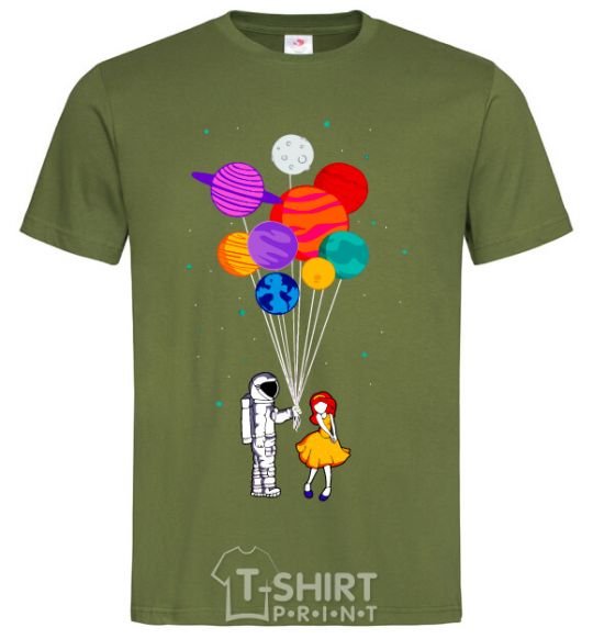 Men's T-Shirt Astronaut with balloons millennial-khaki фото