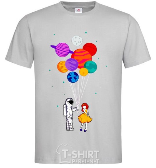 Men's T-Shirt Astronaut with balloons grey фото