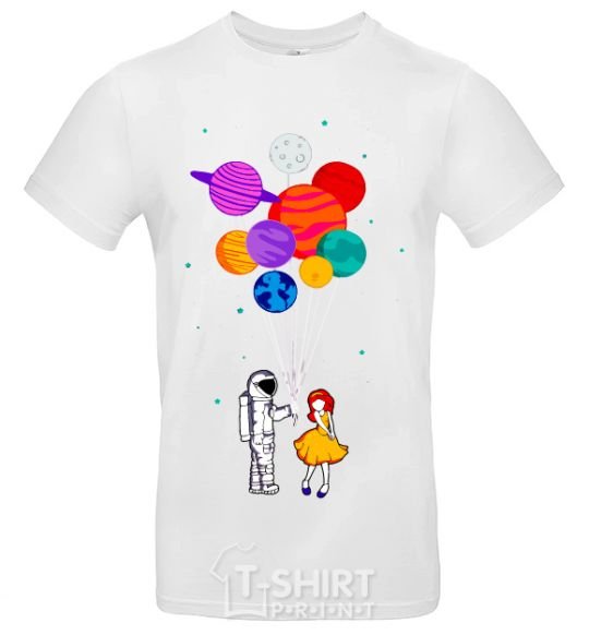 Men's T-Shirt Astronaut with balloons White фото