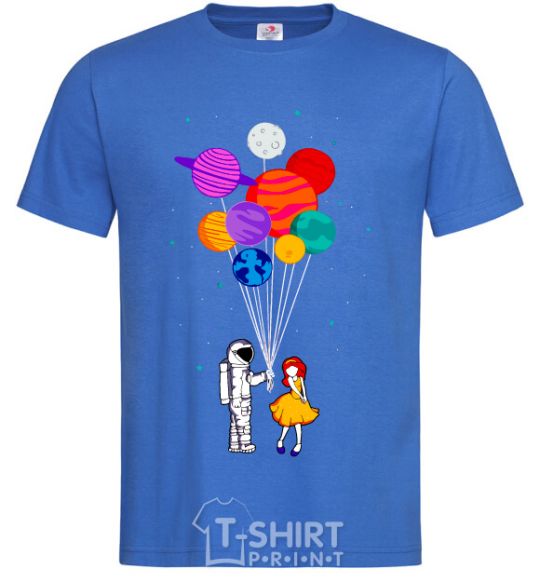 Мужская футболка Космонавт с шариками Ярко-синий фото