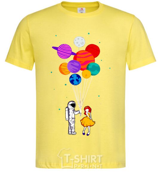 Men's T-Shirt Astronaut with balloons cornsilk фото