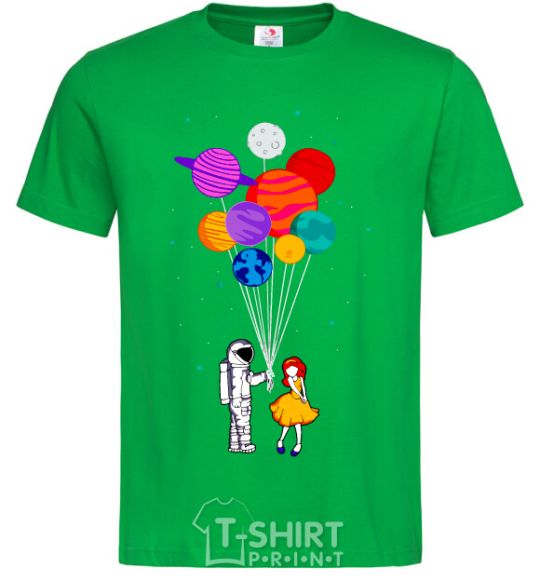 Men's T-Shirt Astronaut with balloons kelly-green фото