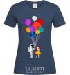 Women's T-shirt Astronaut with balloons navy-blue фото