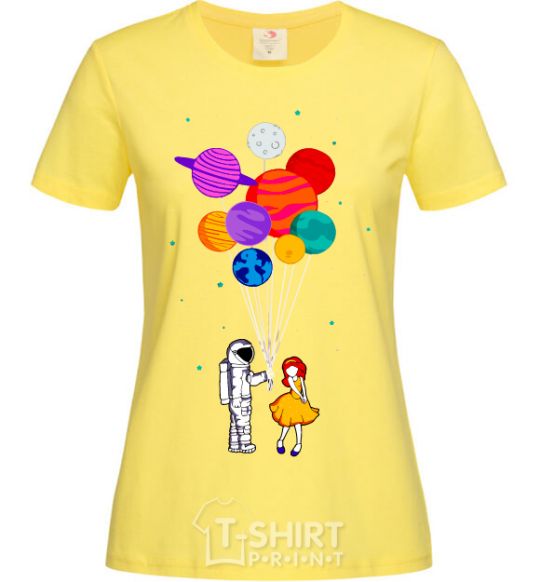 Women's T-shirt Astronaut with balloons cornsilk фото