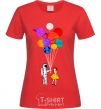 Women's T-shirt Astronaut with balloons red фото