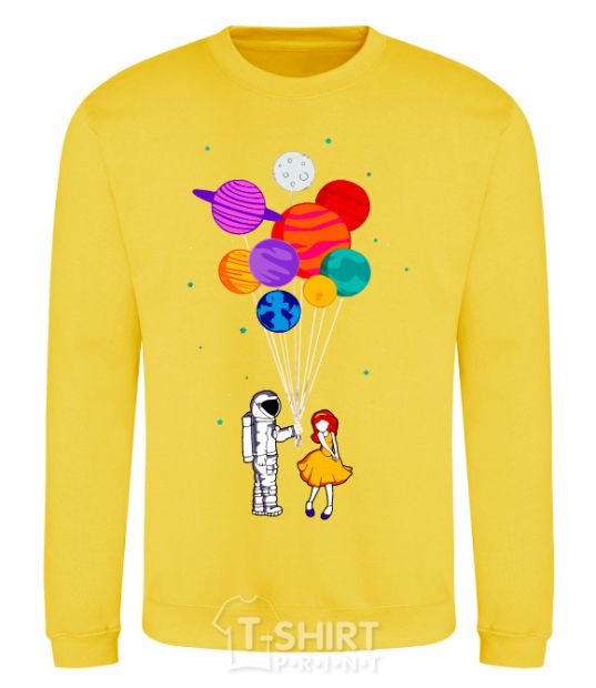 Sweatshirt Astronaut with balloons yellow фото