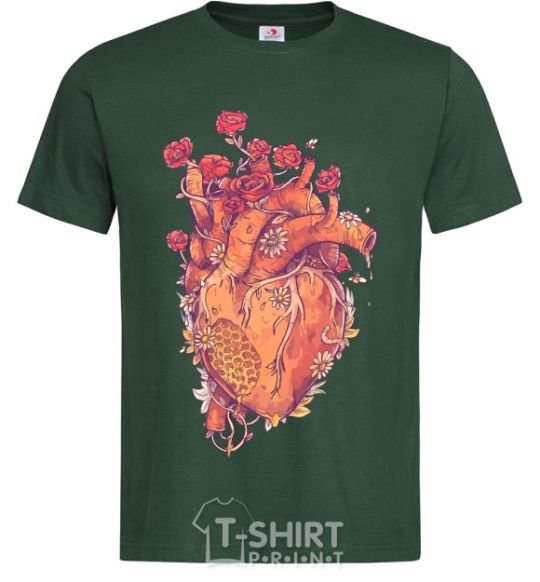 Men's T-Shirt Heart flowers bottle-green фото