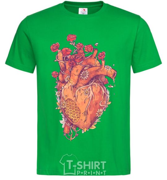 Men's T-Shirt Heart flowers kelly-green фото