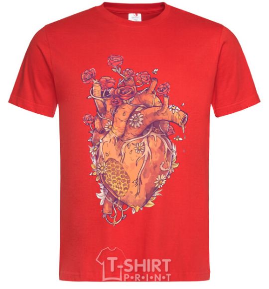 Men's T-Shirt Heart flowers red фото