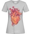 Women's T-shirt Heart flowers grey фото