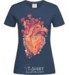 Women's T-shirt Heart flowers navy-blue фото