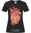 Women's T-shirt Heart flowers black фото