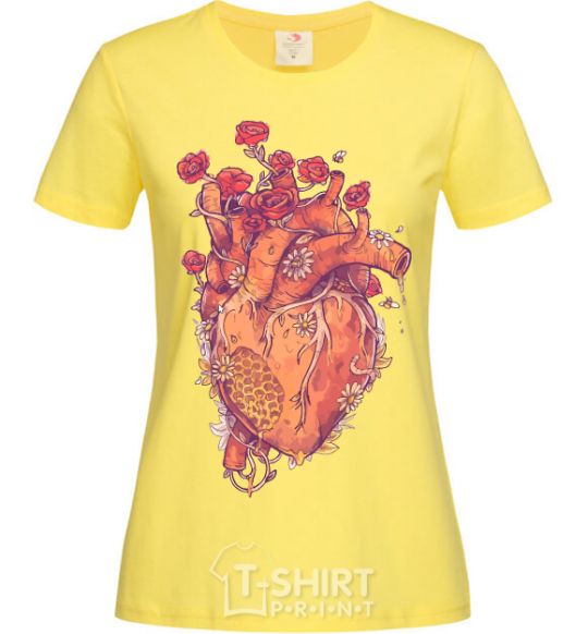 Women's T-shirt Heart flowers cornsilk фото