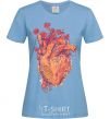 Women's T-shirt Heart flowers sky-blue фото