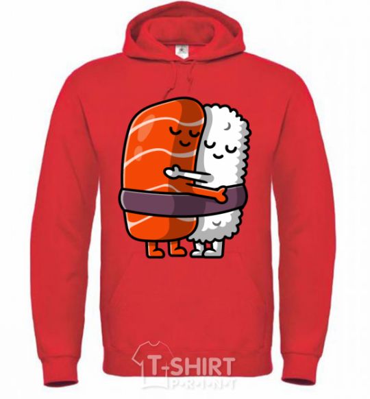 Men`s hoodie Sushi hugs bright-red фото