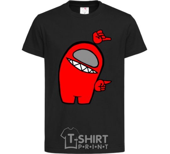 Kids T-shirt Among us red black фото