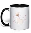 Mug with a colored handle The llama is in love black фото