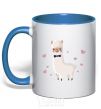 Mug with a colored handle The llama is in love royal-blue фото