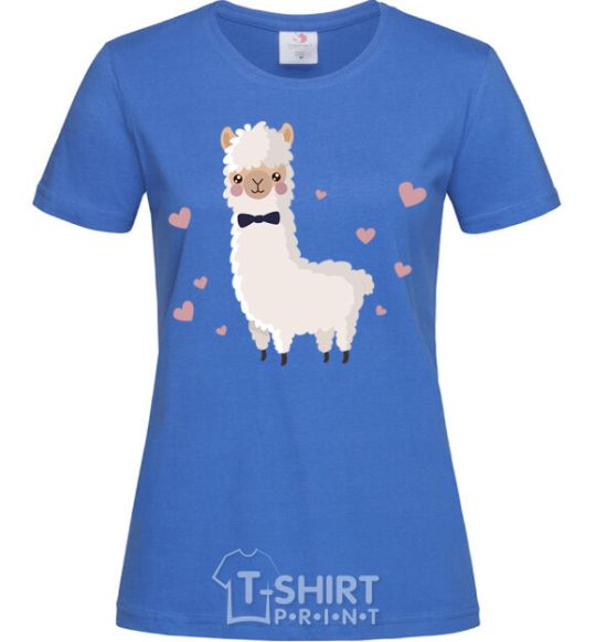 Women's T-shirt The llama is in love royal-blue фото