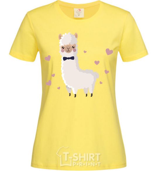 Women's T-shirt The llama is in love cornsilk фото