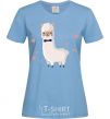 Women's T-shirt The llama is in love sky-blue фото