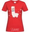 Women's T-shirt The llama is in love red фото