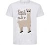 Kids T-shirt Don't forget to smile llama White фото