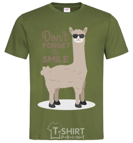 Men's T-Shirt Don't forget to smile llama millennial-khaki фото