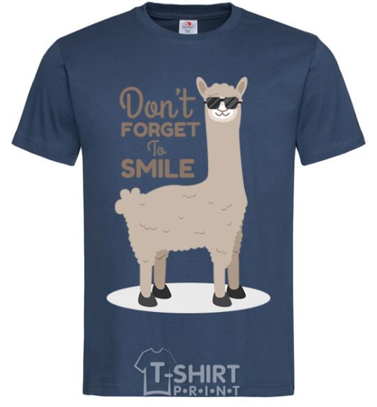 Men's T-Shirt Don't forget to smile llama navy-blue фото