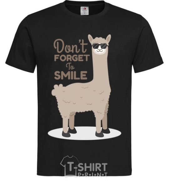 Men's T-Shirt Don't forget to smile llama black фото