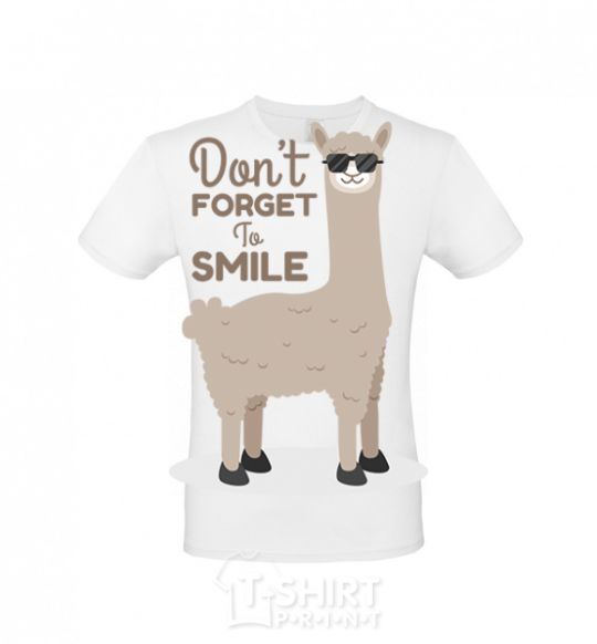 Men's T-Shirt Don't forget to smile llama White фото