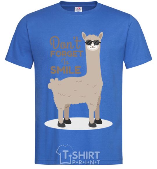 Men's T-Shirt Don't forget to smile llama royal-blue фото