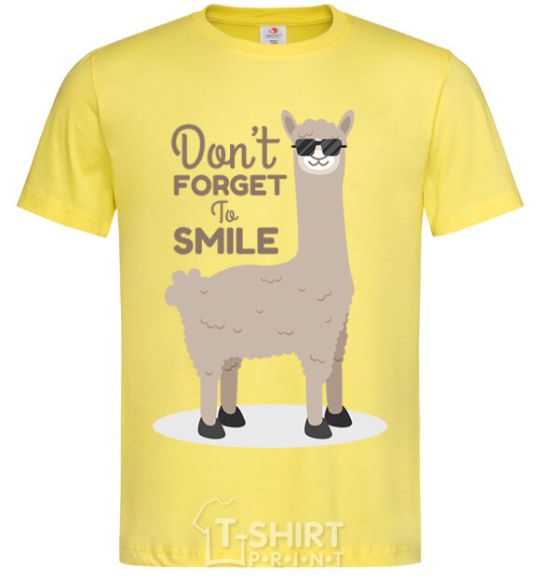 Men's T-Shirt Don't forget to smile llama cornsilk фото