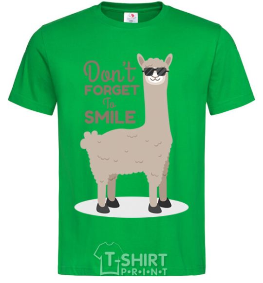 Men's T-Shirt Don't forget to smile llama kelly-green фото