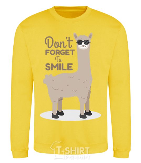 Sweatshirt Don't forget to smile llama yellow фото