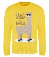 Sweatshirt Don't forget to smile llama yellow фото