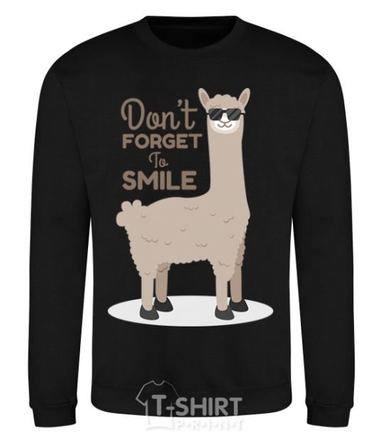 Sweatshirt Don't forget to smile llama black фото