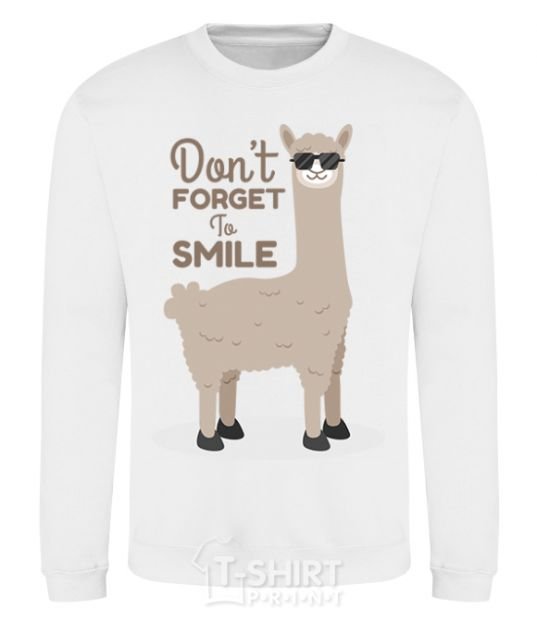 Sweatshirt Don't forget to smile llama White фото