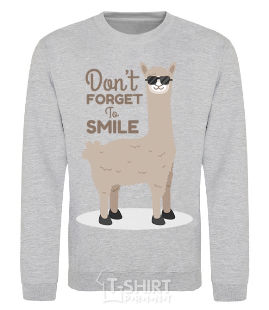 Sweatshirt Don't forget to smile llama sport-grey фото