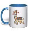 Mug with a colored handle Bright lama royal-blue фото