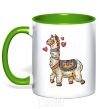 Mug with a colored handle Bright lama kelly-green фото