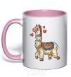 Mug with a colored handle Bright lama light-pink фото