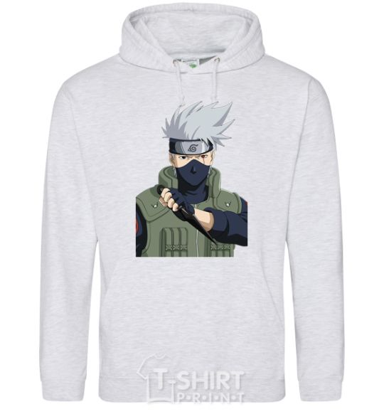 Мужская толстовка (худи) Kakashi Серый меланж фото