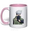 Mug with a colored handle Kakashi light-pink фото
