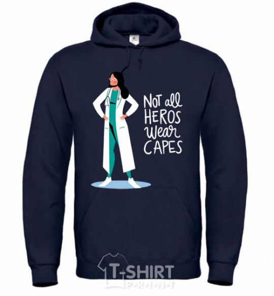 Men`s hoodie Not all heros wear capes navy-blue фото