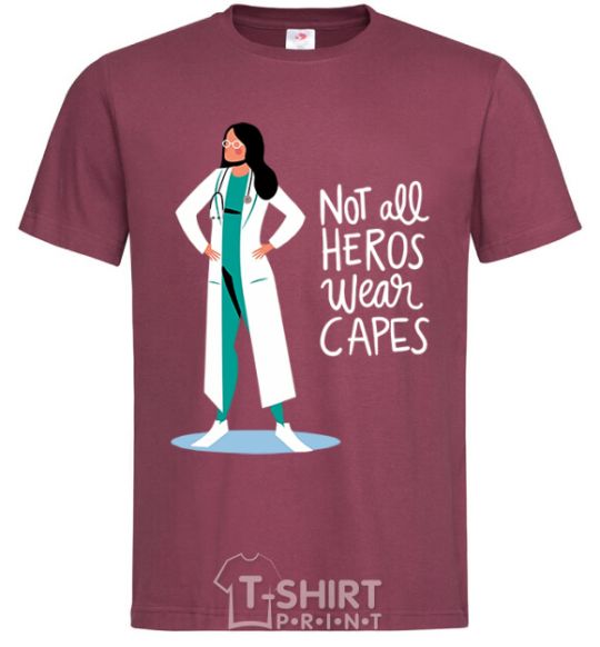 Men's T-Shirt Not all heros wear capes burgundy фото