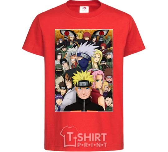 Kids T-shirt Anime Naruto characters red фото