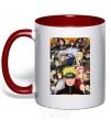 Mug with a colored handle Anime Naruto characters red фото